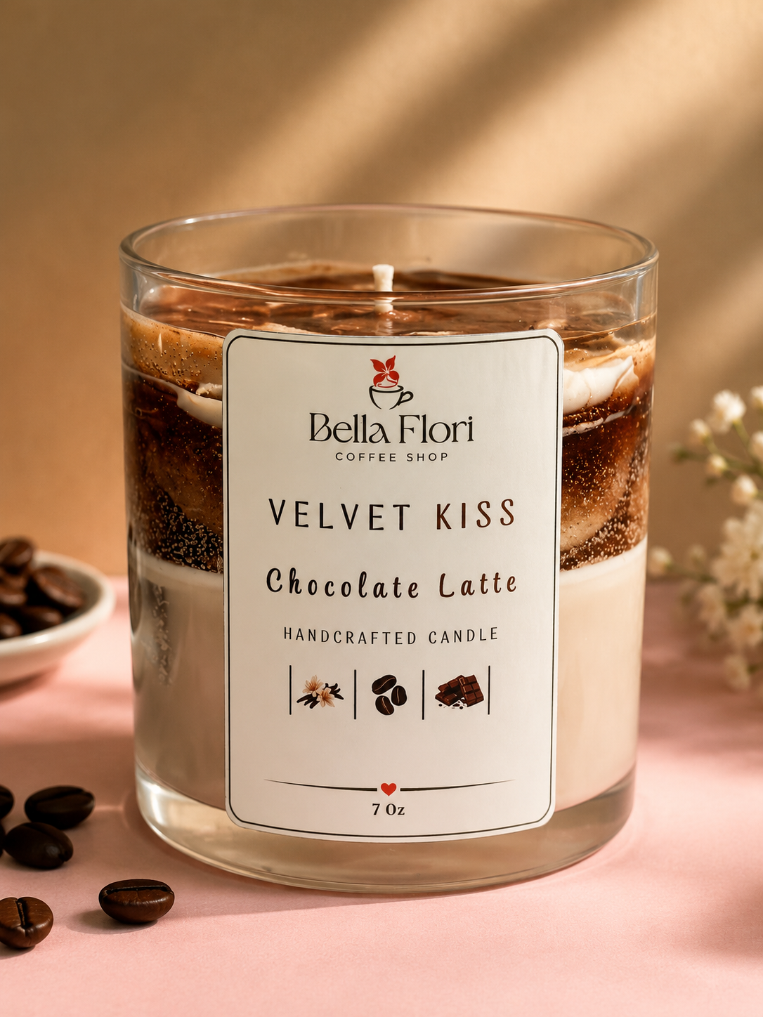 Chocolate Latte scented candle by Bella Flori