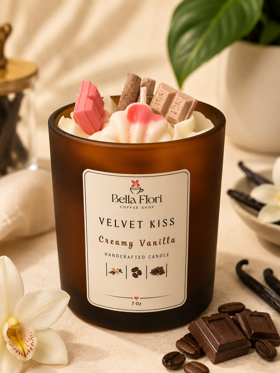 Creamy Vanilla scented candle by Bella Flori
